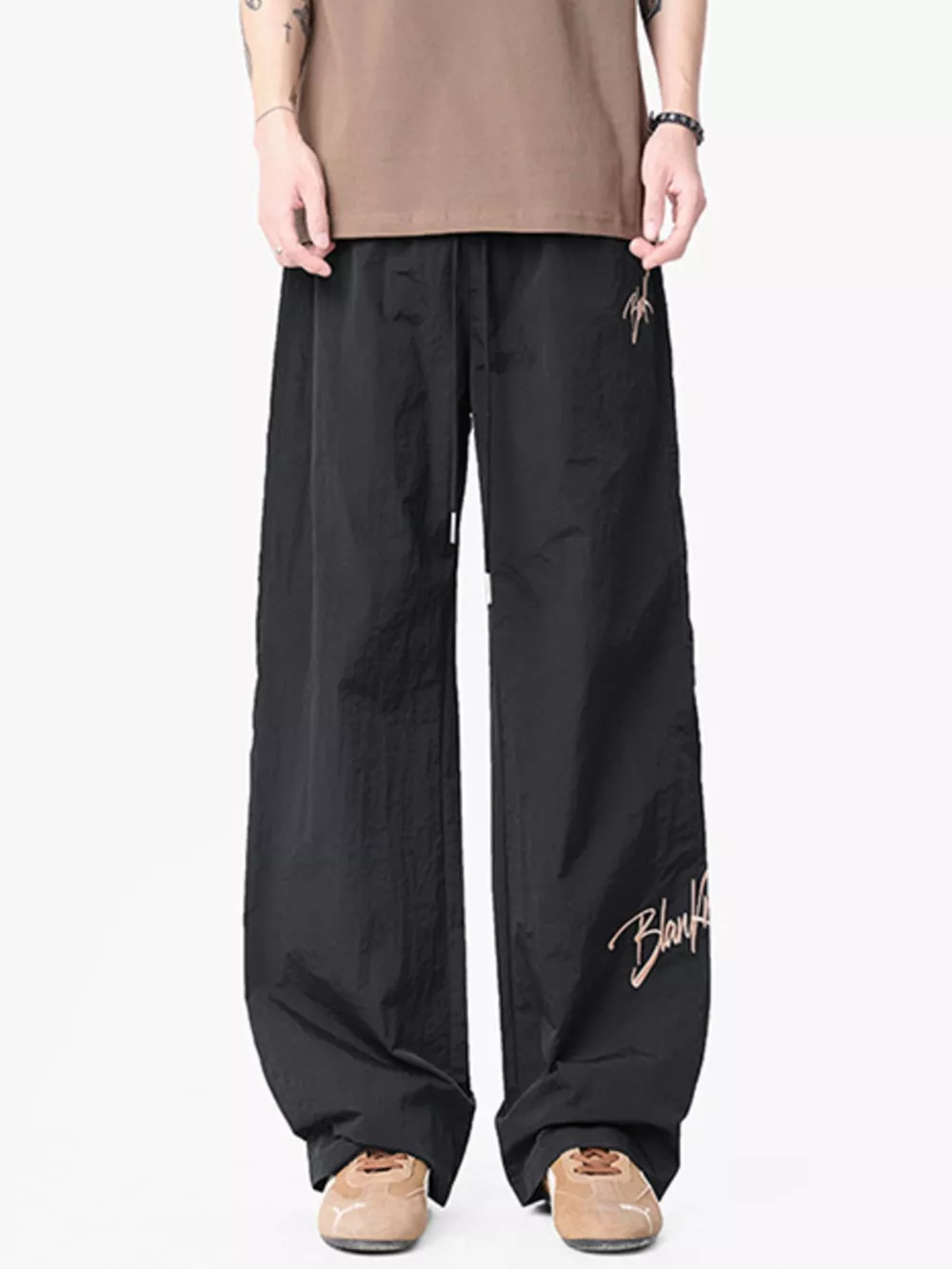 Men's Loose Fit Drawstring Wide Leg Pants