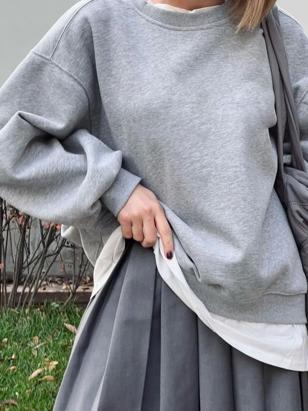 Round Neck Dropped Shoulder Long Sleeve Sweatshirt, image 31