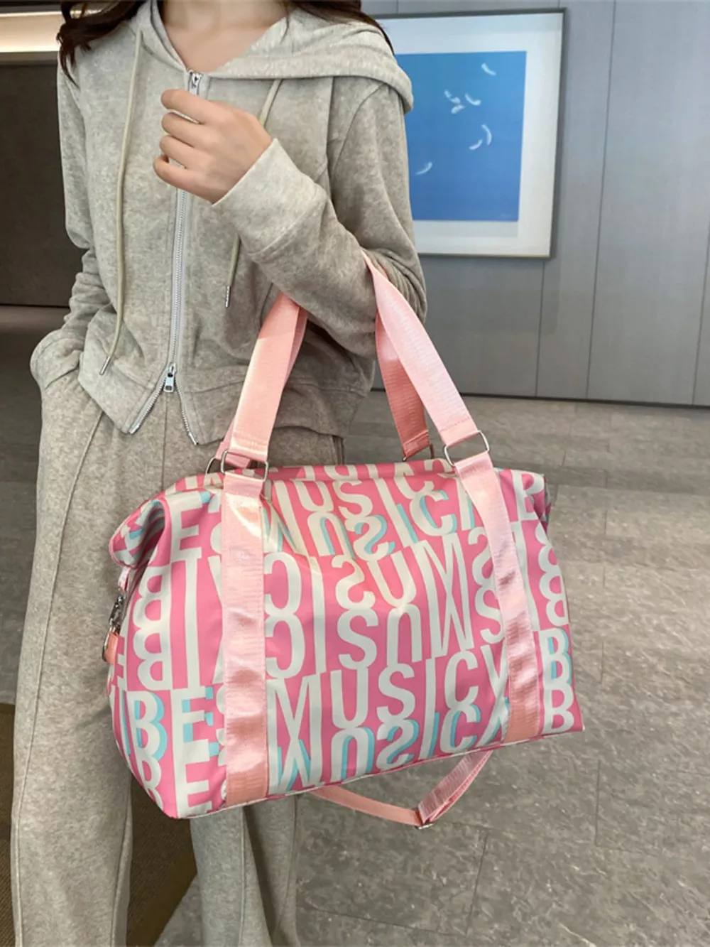 Letter Print Travel Bag, image 4