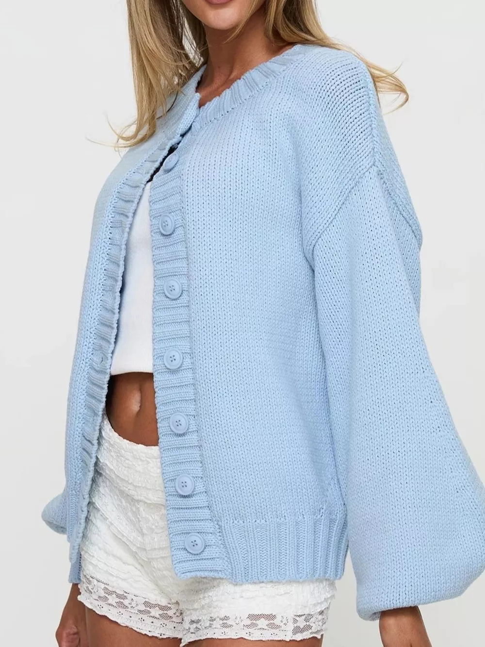 Chunky Knit Button-Up Cardigan, image 6