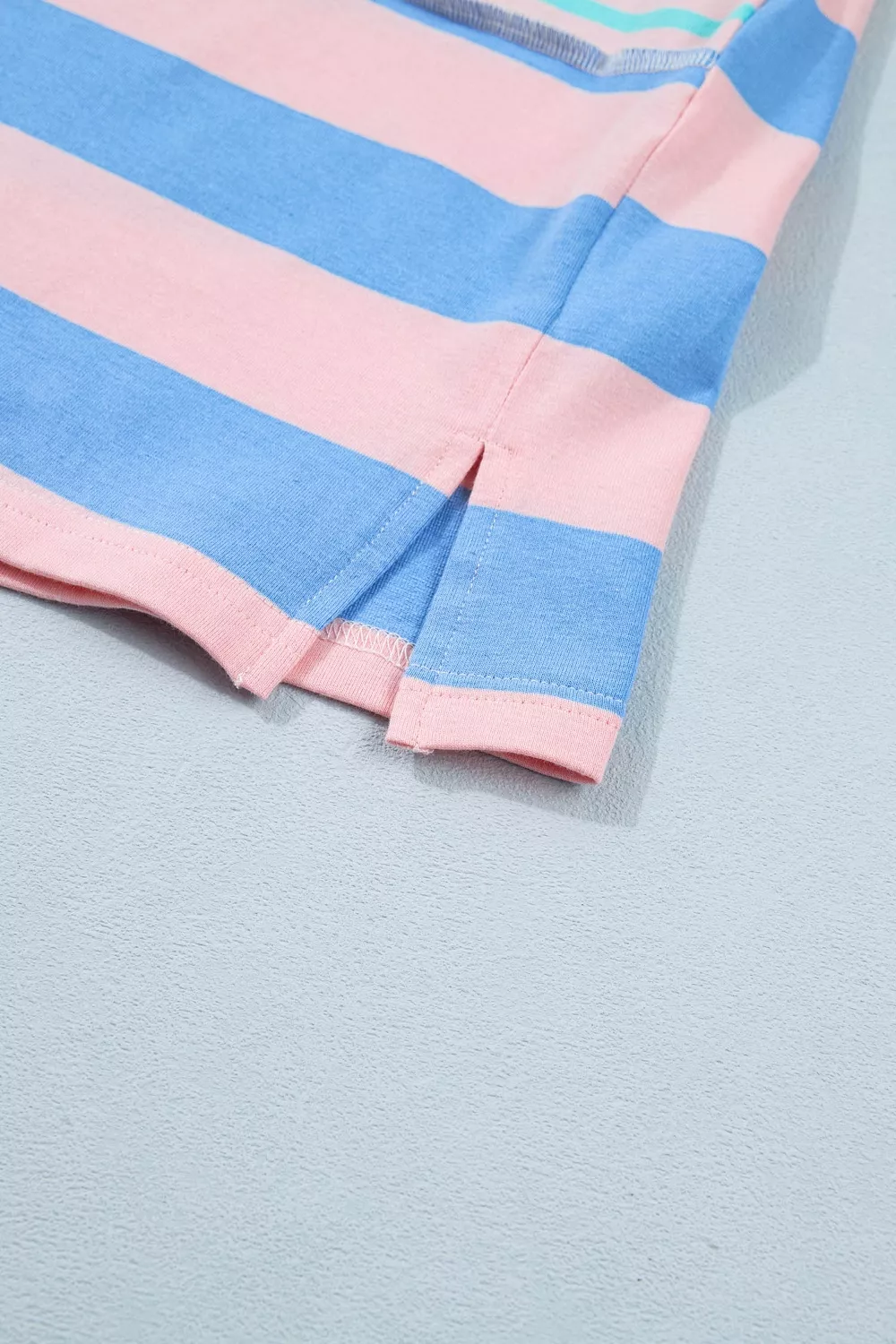 Stripe Exposed Seam Mixed Patchwork Loose Short Set, image 12