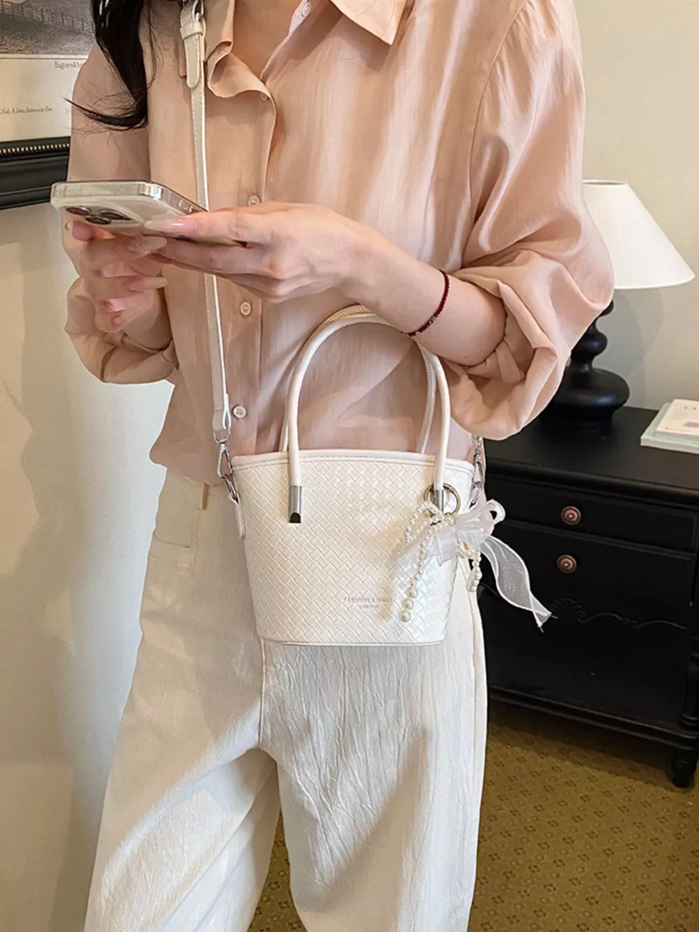 Textured Bucket Crossbody Bag, image 3