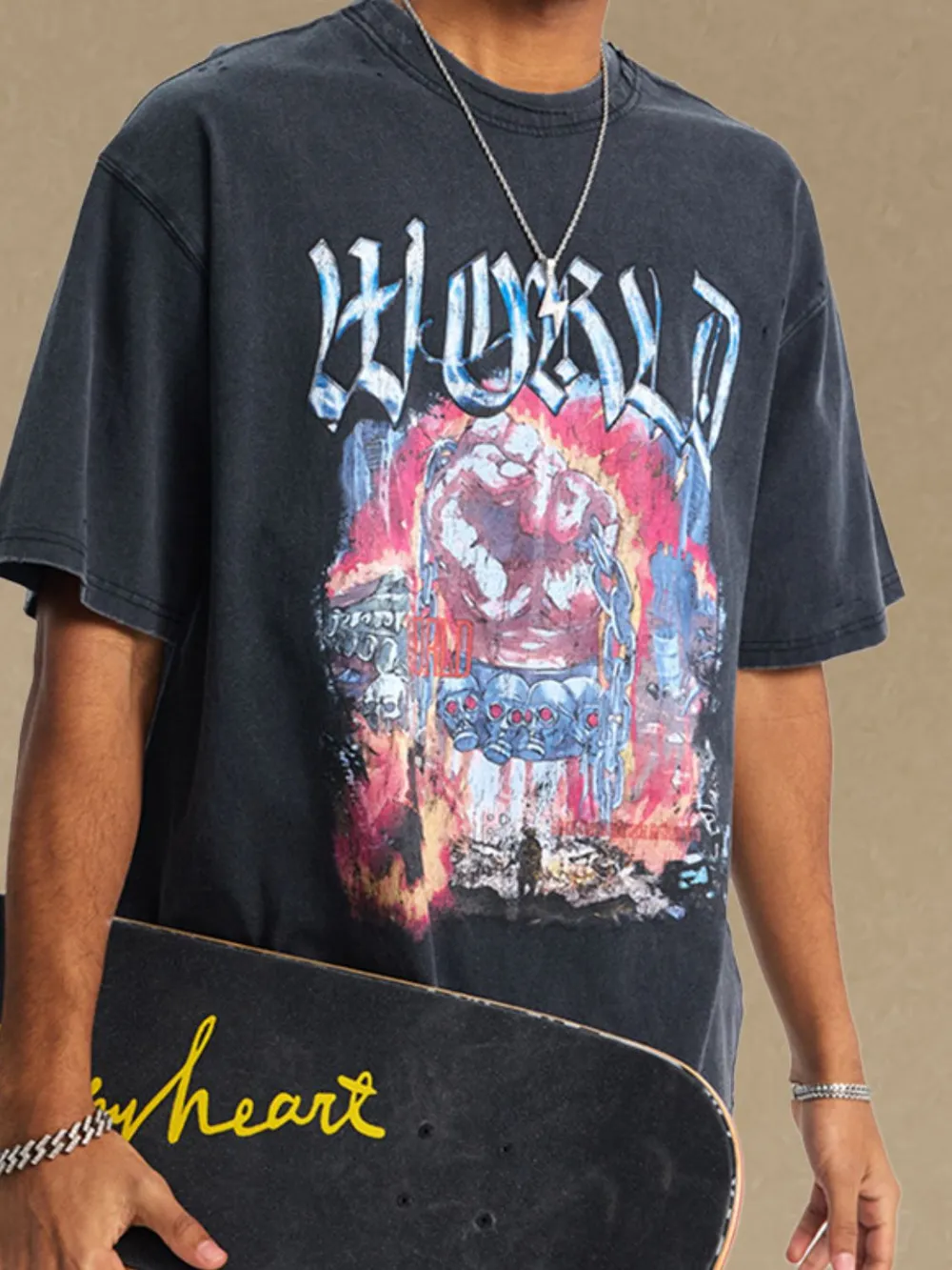 Men's Graphic Round Neck Half Sleeve T-Shirt, image 2