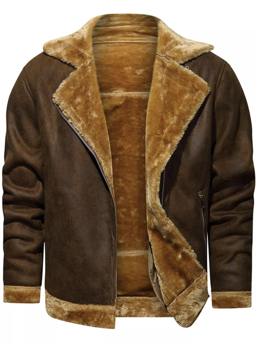 Men's Plus Size Zip Up Fuzzy Outerwear, image 7