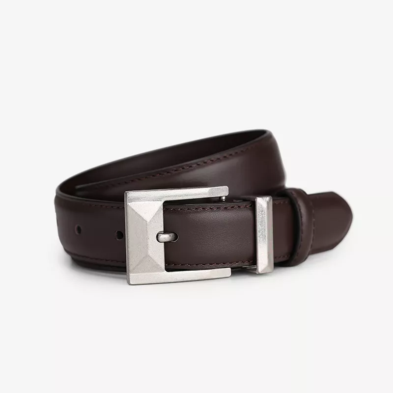 Leather Belt with Geometric Buckle, image 5
