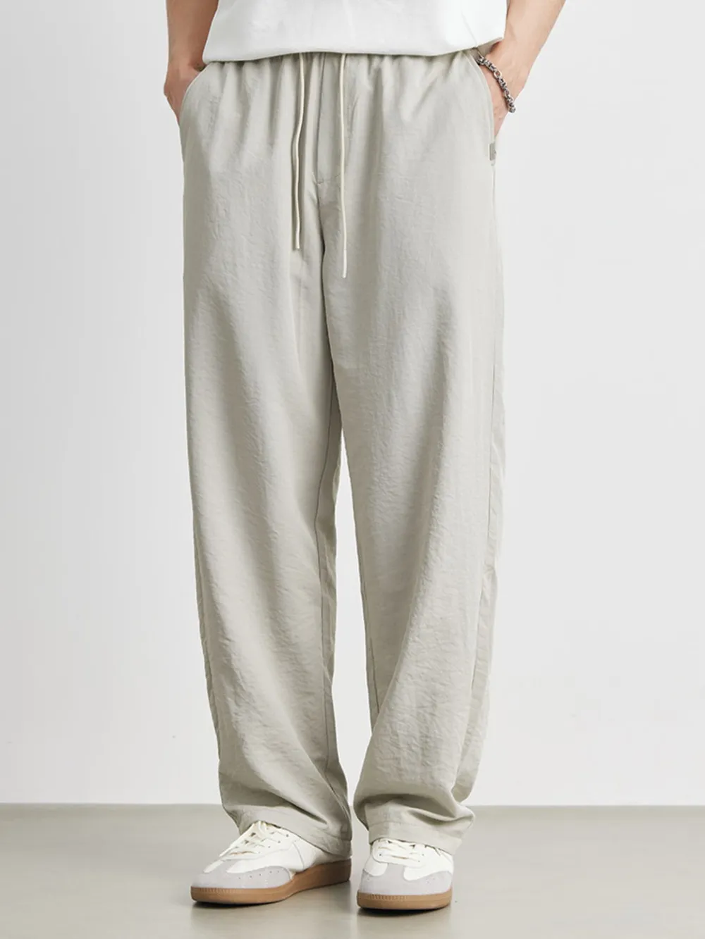 Men's Casual Drawstring Wide Leg Pants, image 7