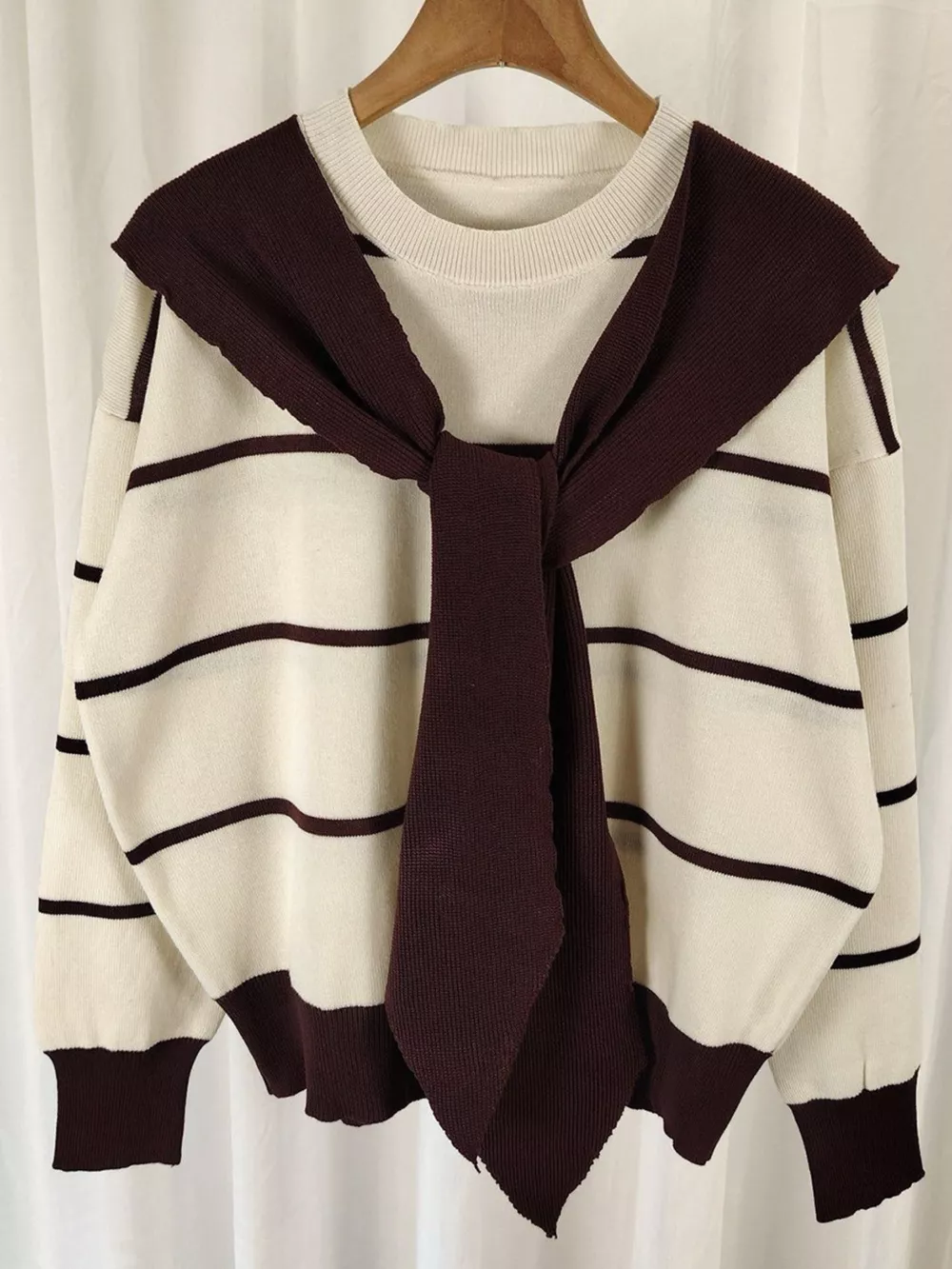 Striped Round Neck Long Sleeve Sweater, image 10