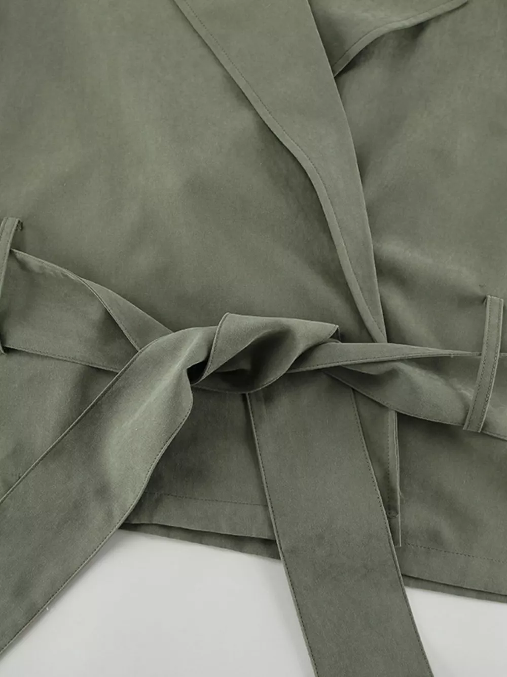 Lapel Collar Belted Cropped Trench, image 9