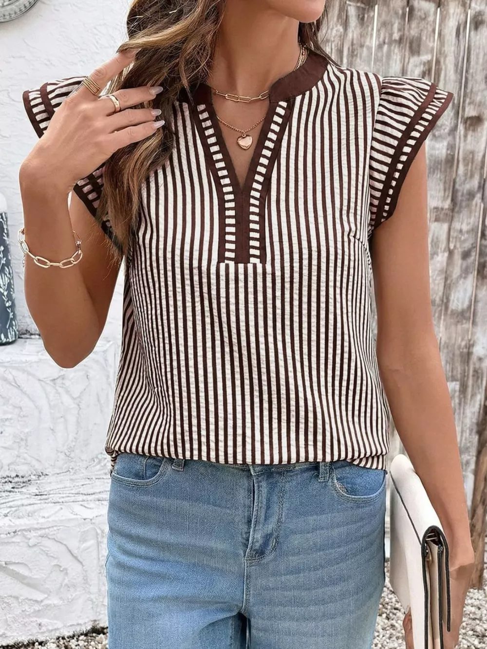 Striped Ruffle Sleeve Blouse, image 26
