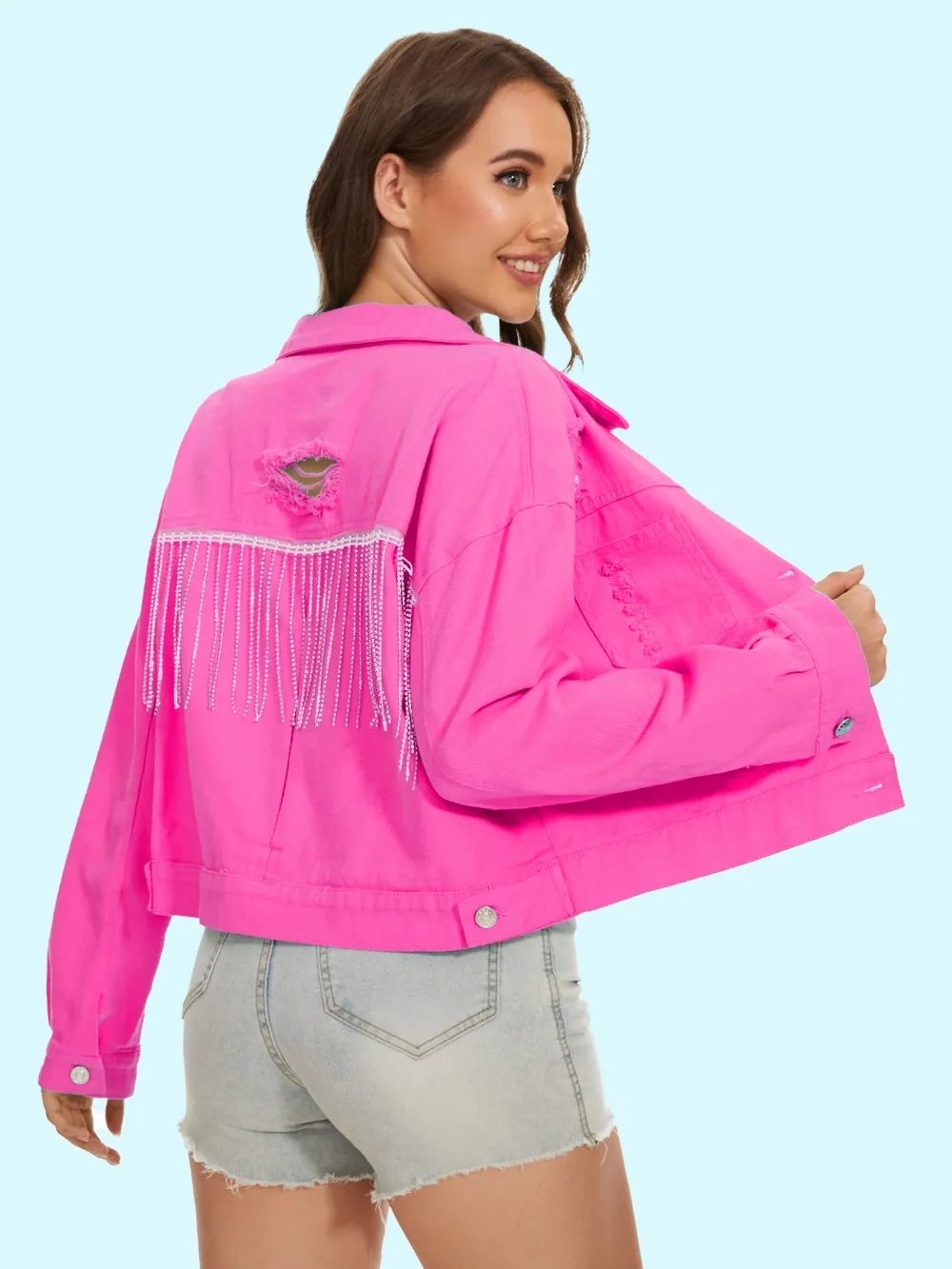 Distressed Distressed Button Up Denim Jacket, image 10