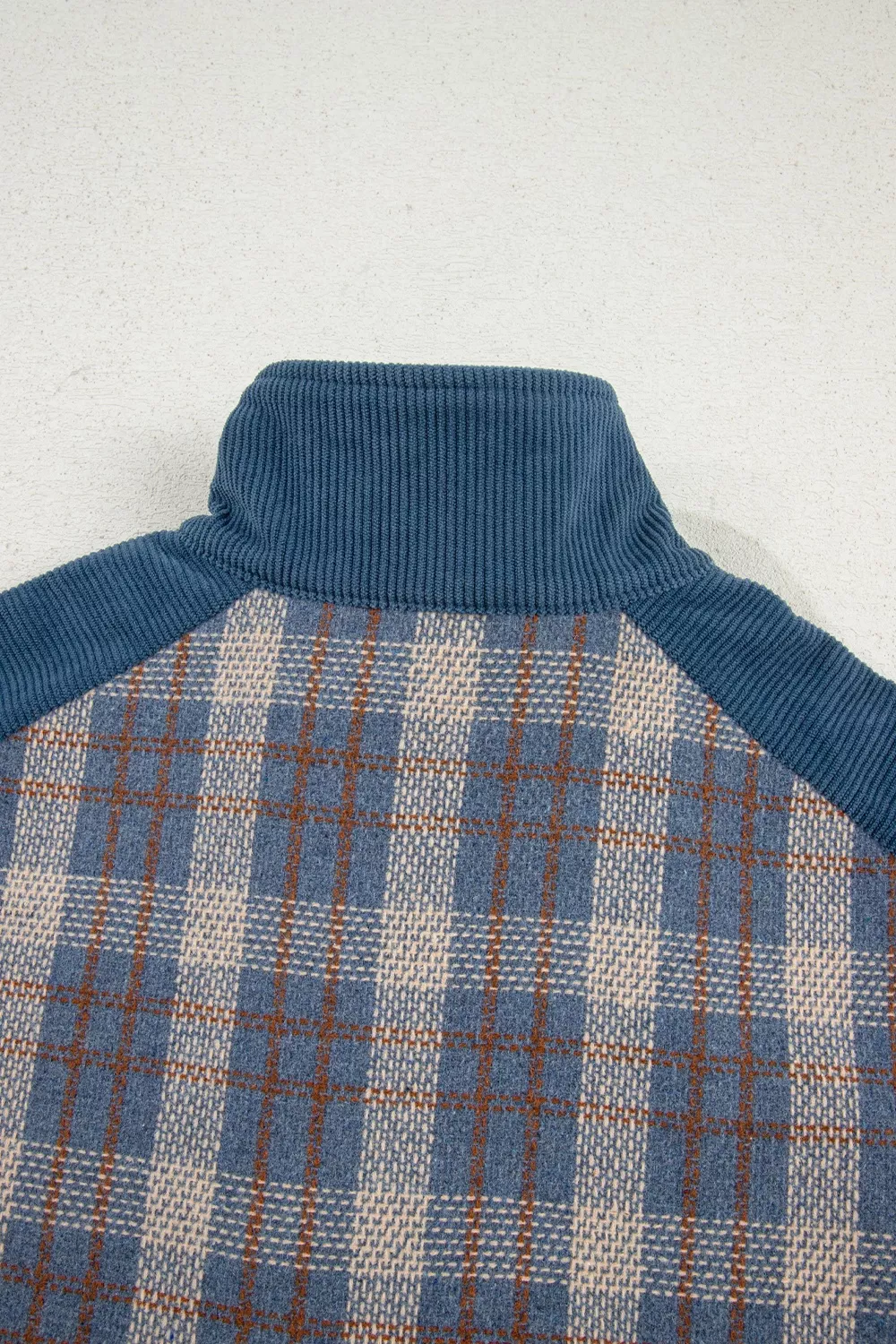 Plaid Corduroy Patchwork Collared Zip Up Snap Button Jacket, image 12