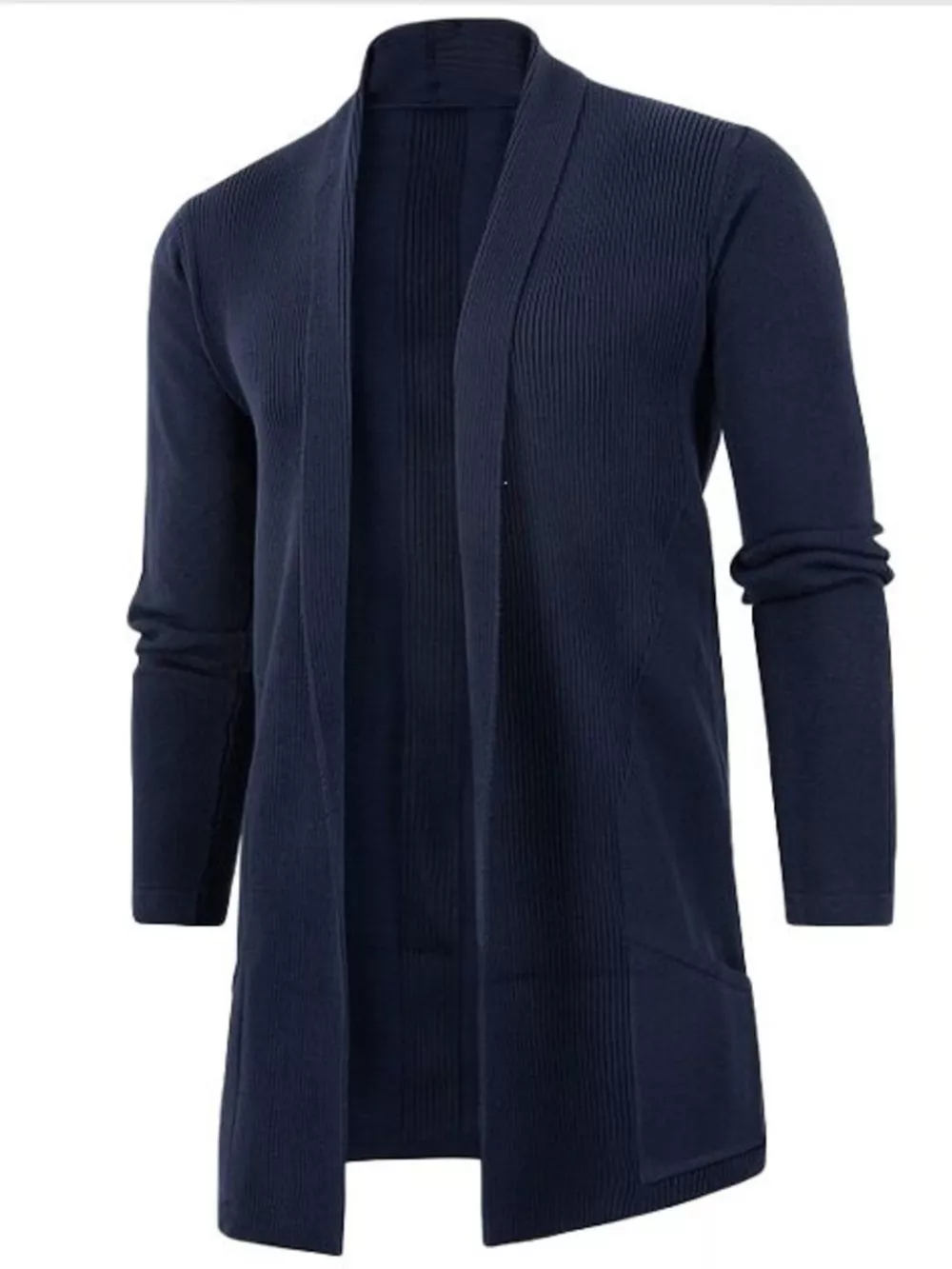 Men's Plus Size Solid Color Open Front Long Sleeve Knit Cardigan, image 4
