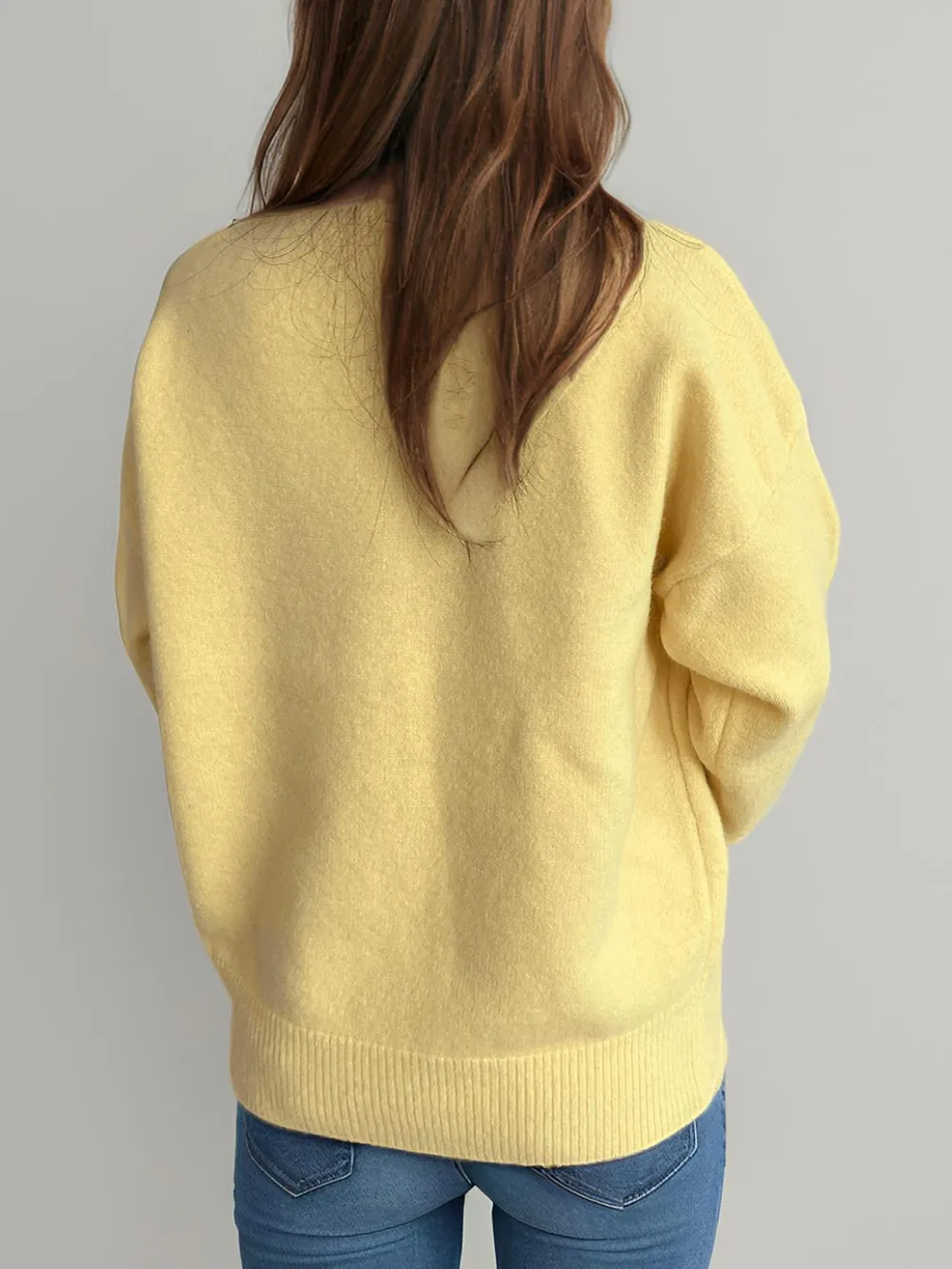 Round Neck Dropped Shoulder Long Sleeve Sweater, image 11