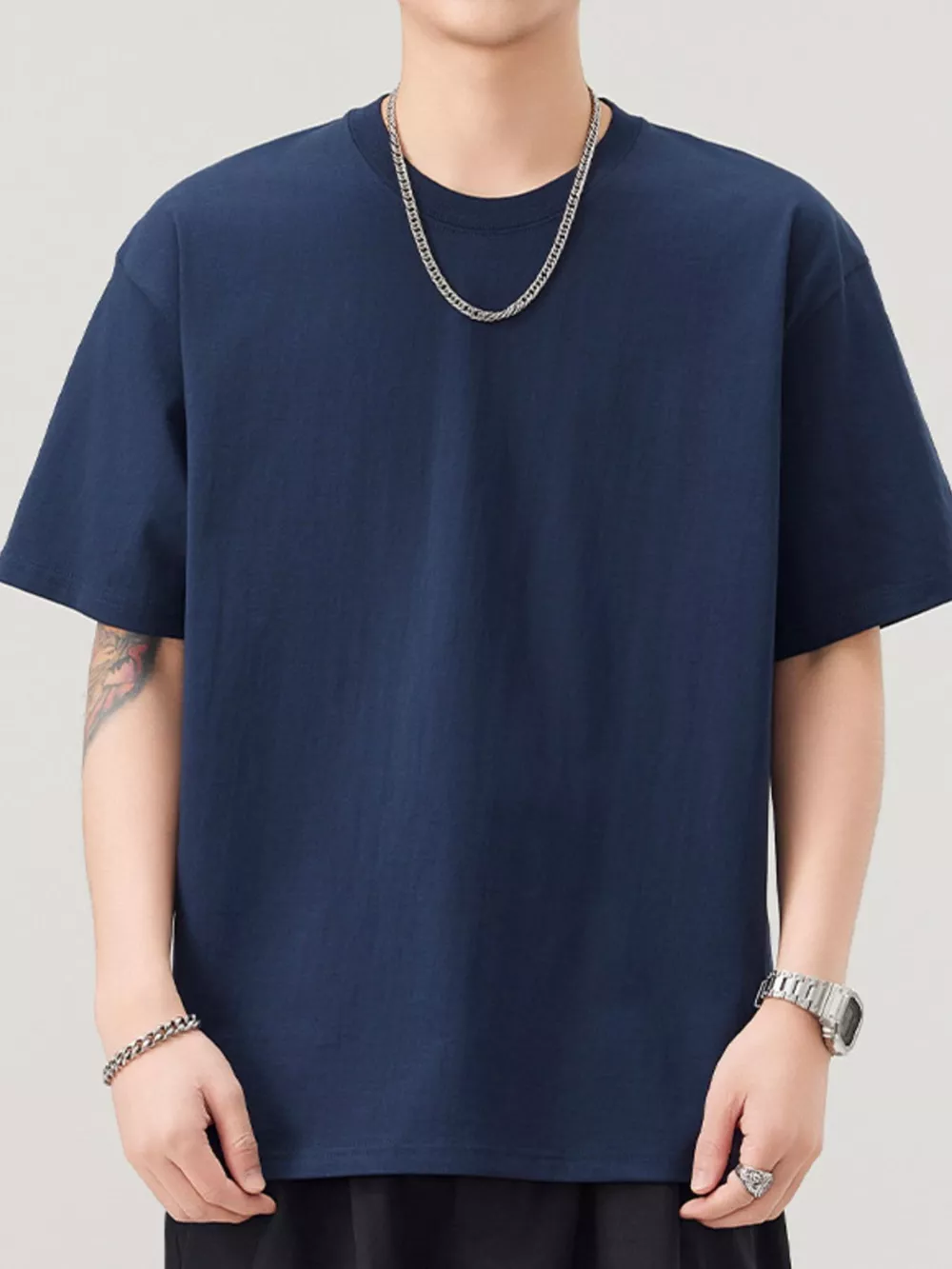 Men's Plus Size Solid Color Casual Loose T-Shirt, image 10