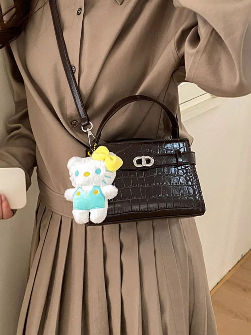 Crocodile Embossed Crossbody Bag, image 5