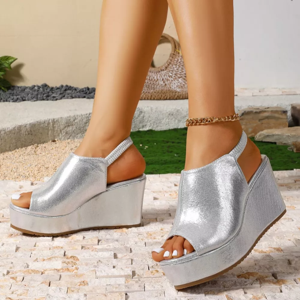 Peep Toe Wedge Sandals, image 13