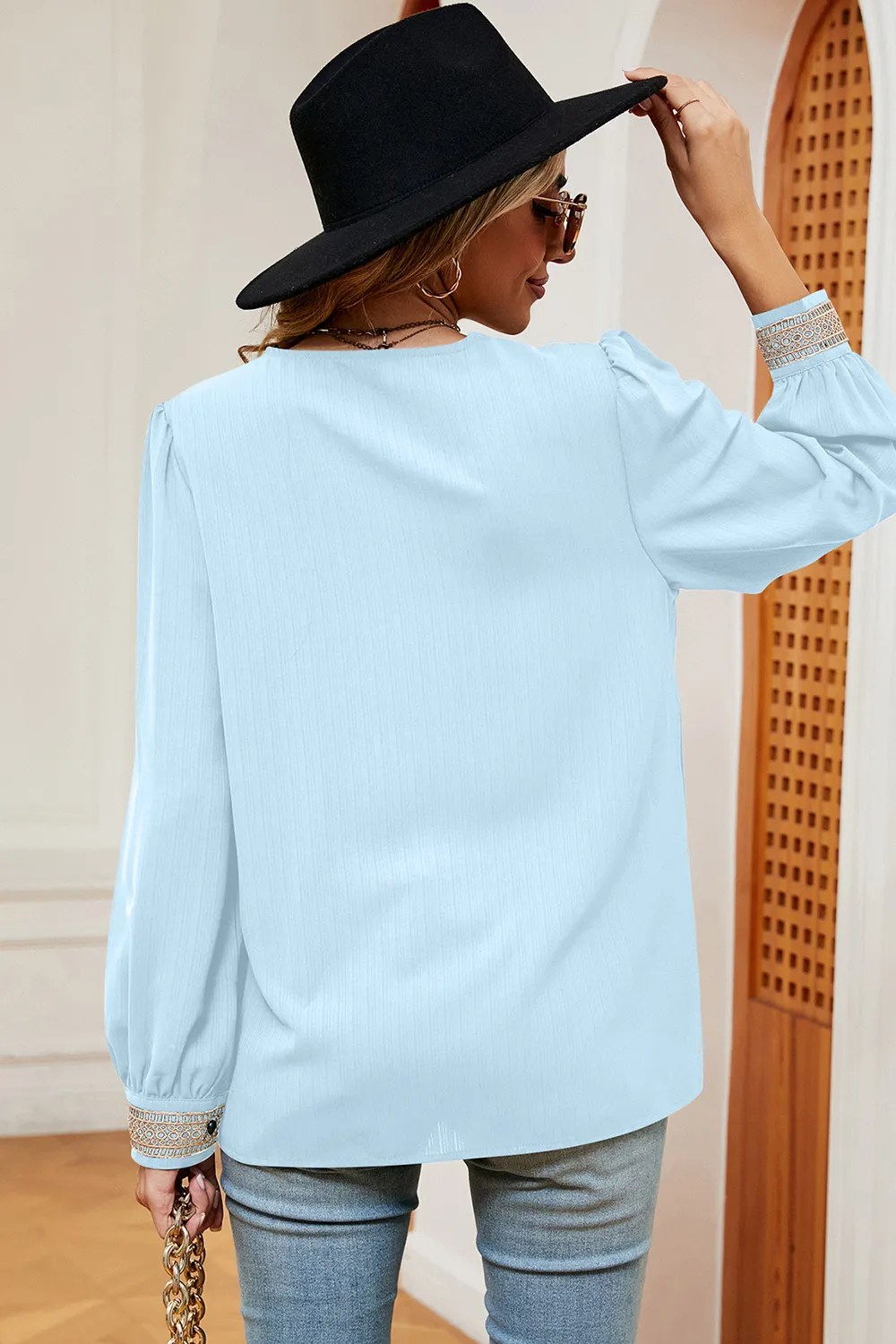 V-Neck Long Sleeve T-Shirt, image 18
