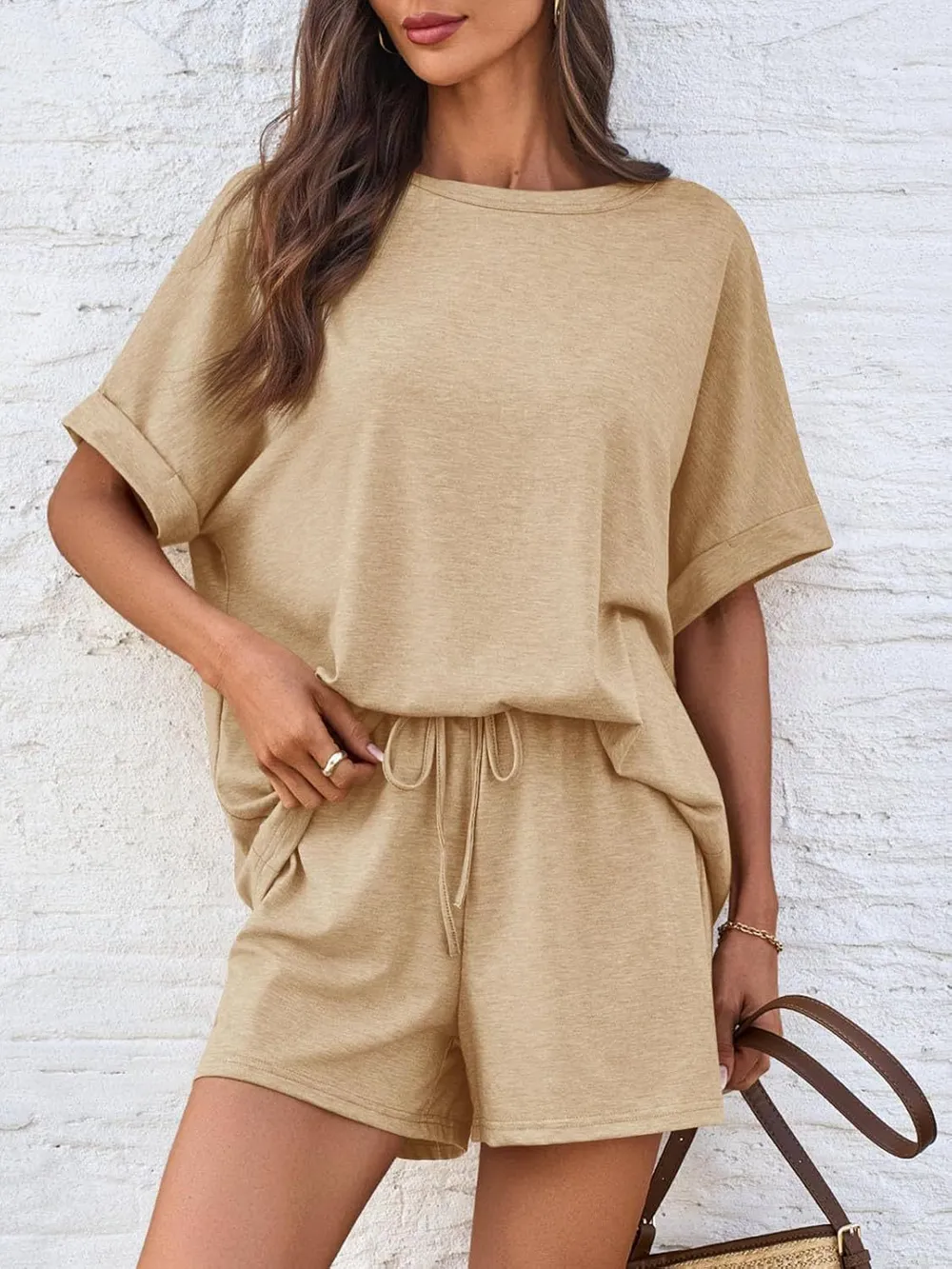 Round Neck T-Shirt and Drawstring Shorts Set, image 14