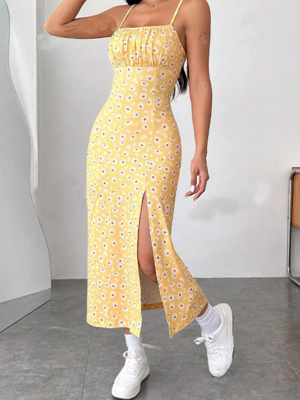Slit Spaghetti Strap Midi Dress, image 17