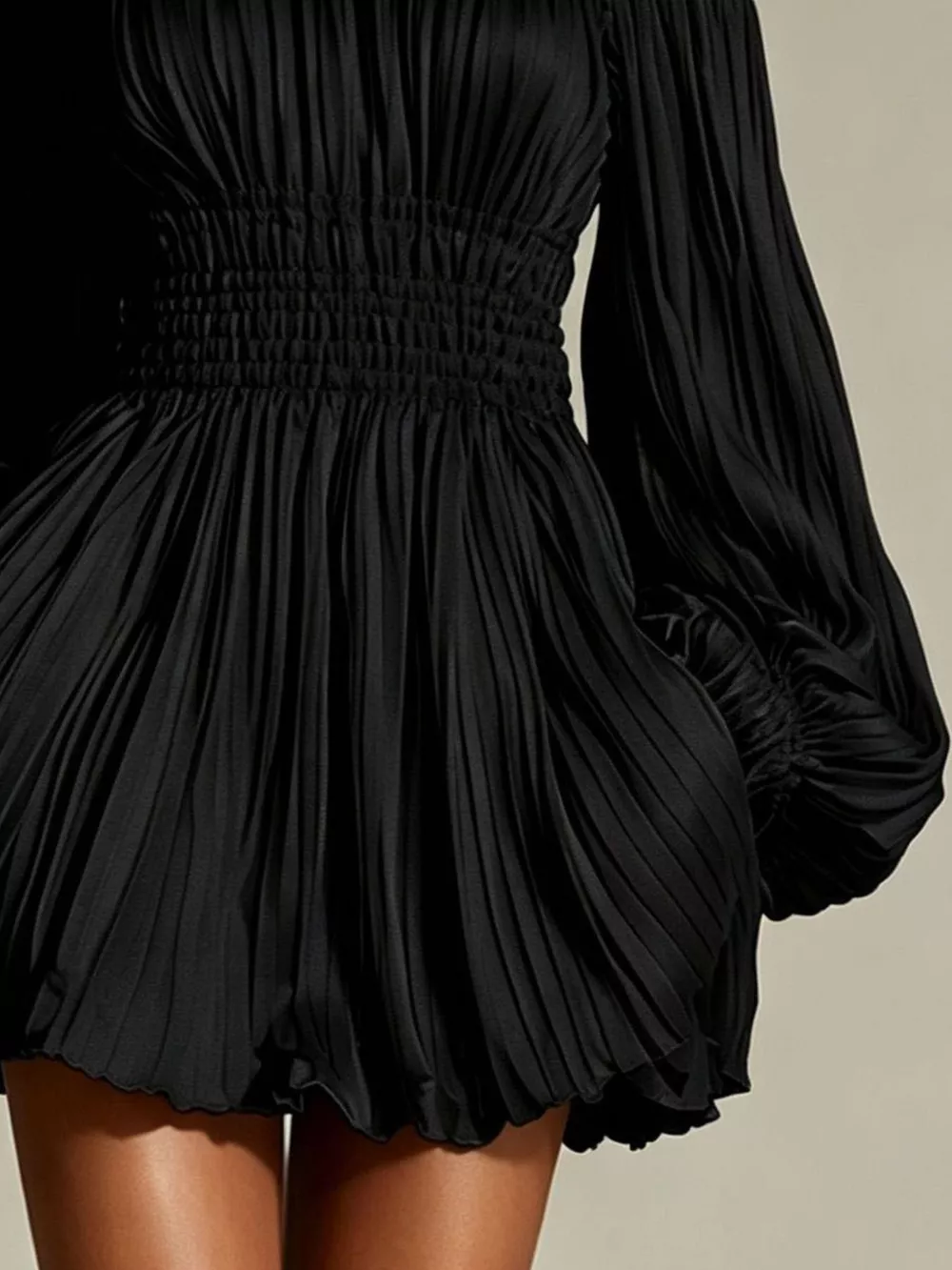 Off-Shoulder Pleated Mini Dress, image 9