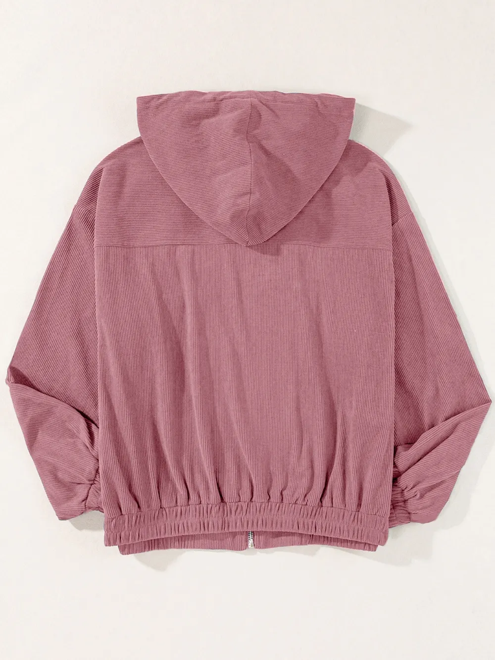 Drawstring Zip Up Long Sleeve Hooded Jacket, image 3