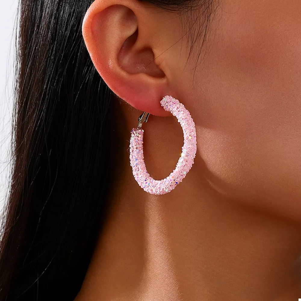 Sparkling Alloy Hoop Earrings, image 2