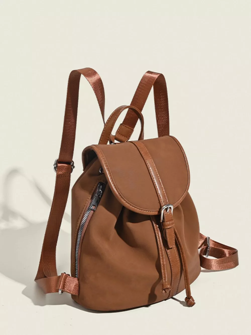 Drawstring Closure Flap Backpack Bag, image 4
