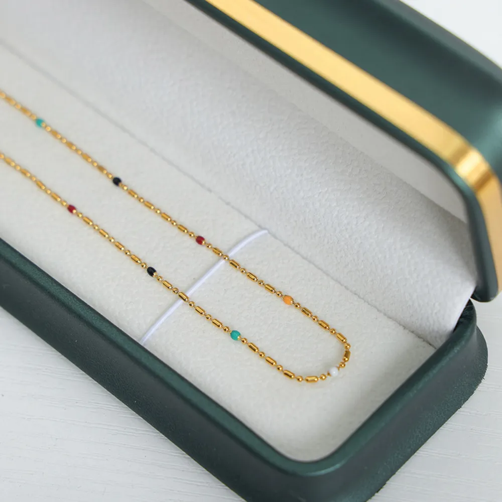 18K Gold-Plated Oil Drip Bead Necklace, image 4