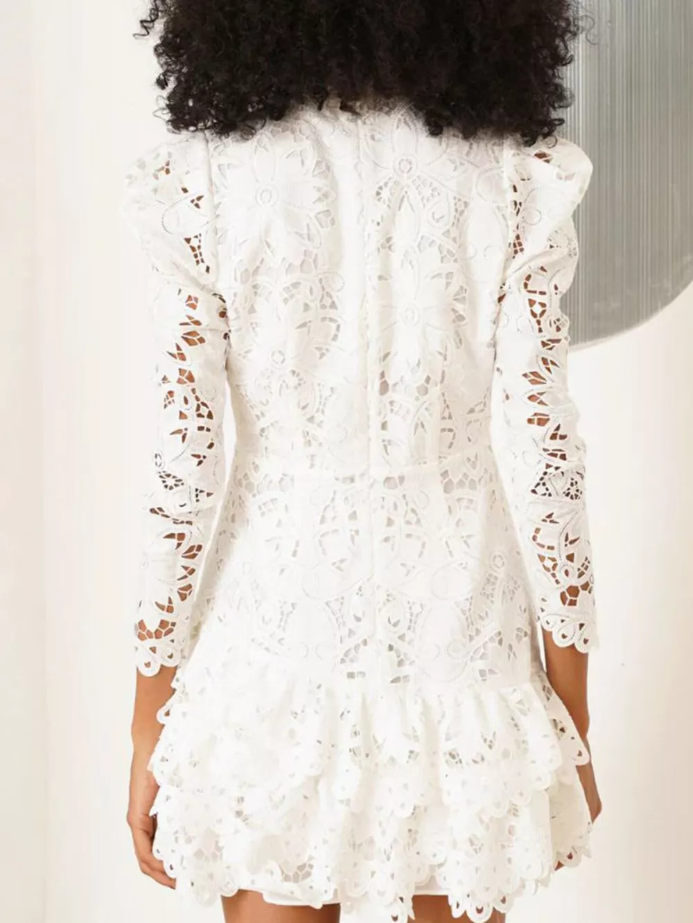 Lace Mock Neck Long Sleeve Mini Dress, image 10