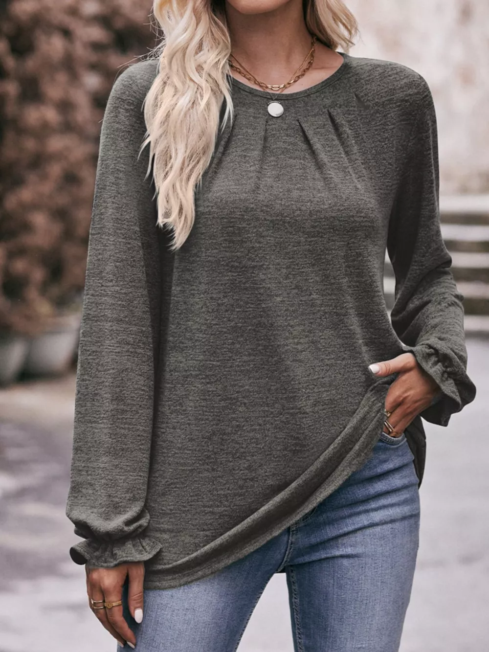 Ruffle Cuff Long Sleeve T-Shirt, image 26