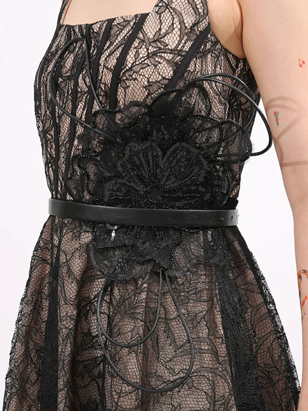 Lace Square Neck Midi Dress, image 3