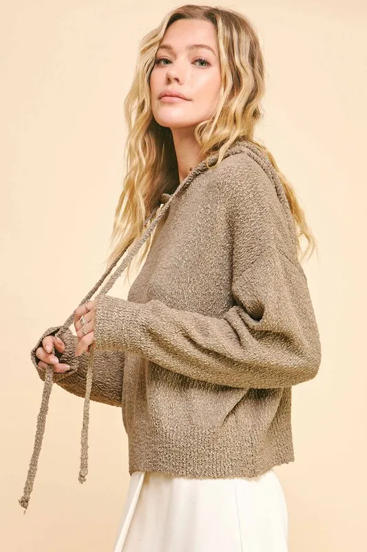 Drop Shoulder Long Sleeve Hooded Sweater, image 2