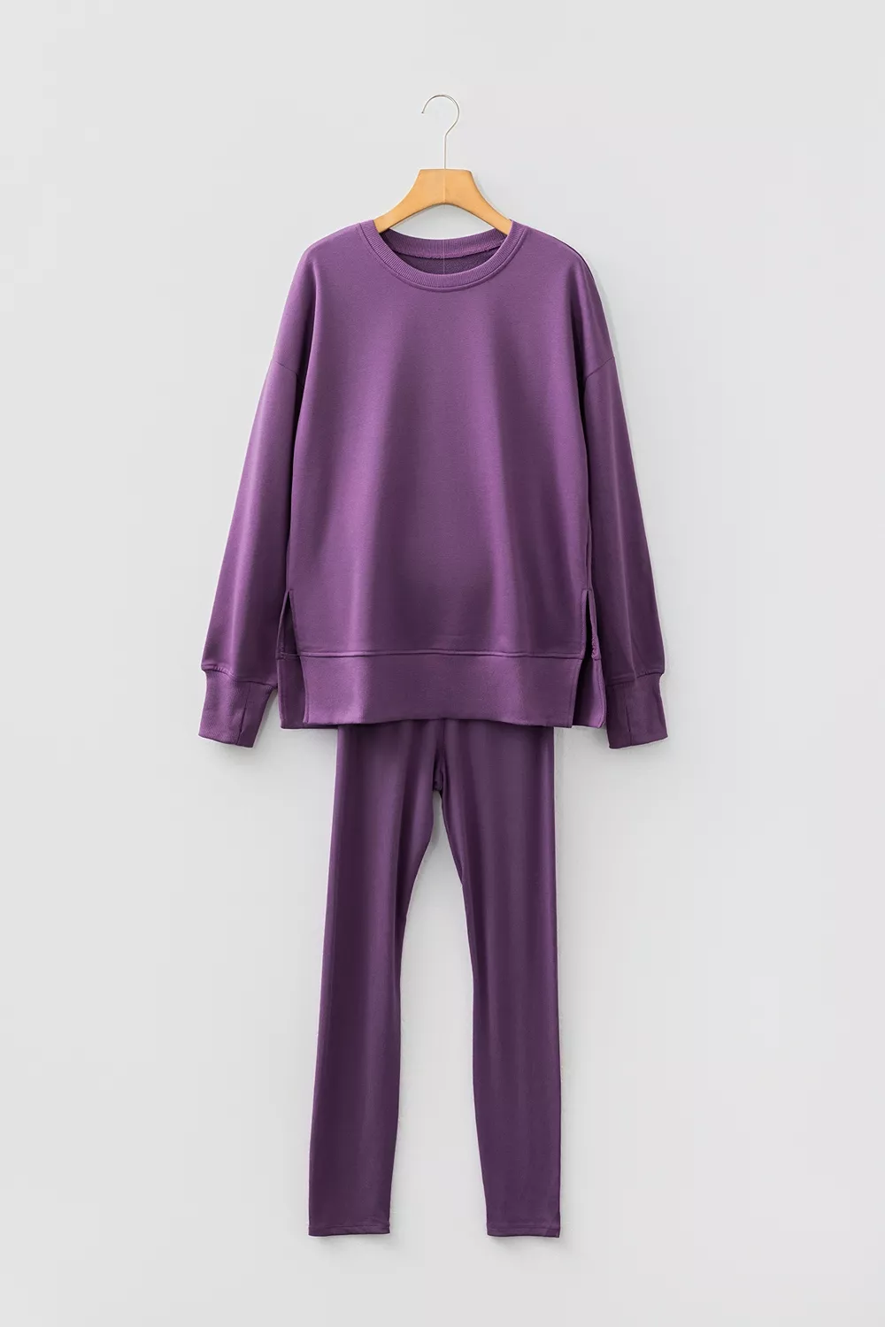 Side Slit Long Sleeve Sweatshirt and Pants Set, image 7