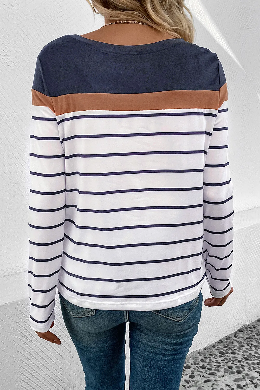 Striped Round Neck Long Sleeve T-Shirt, image 11