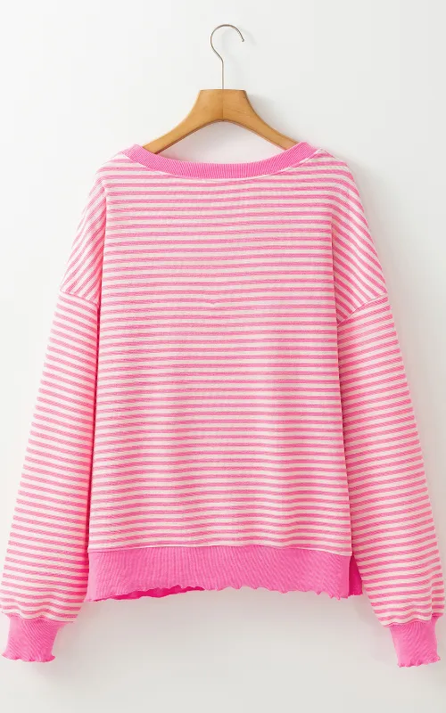 Striped Round Neck Long Sleeve Sweatshirt, image 25