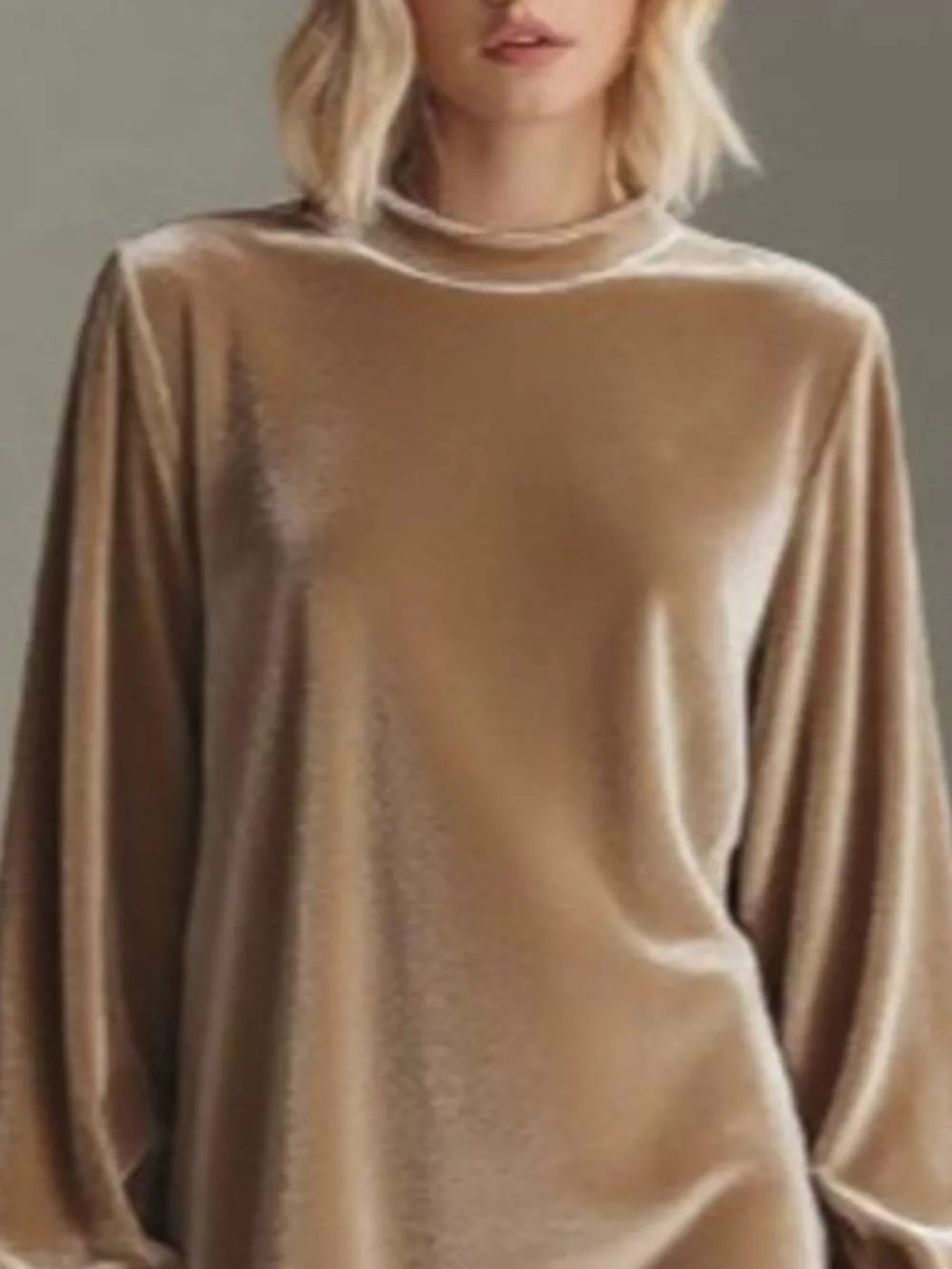 Full Size Velvet Long Sleeve Mini Dress Plus Size, image 8