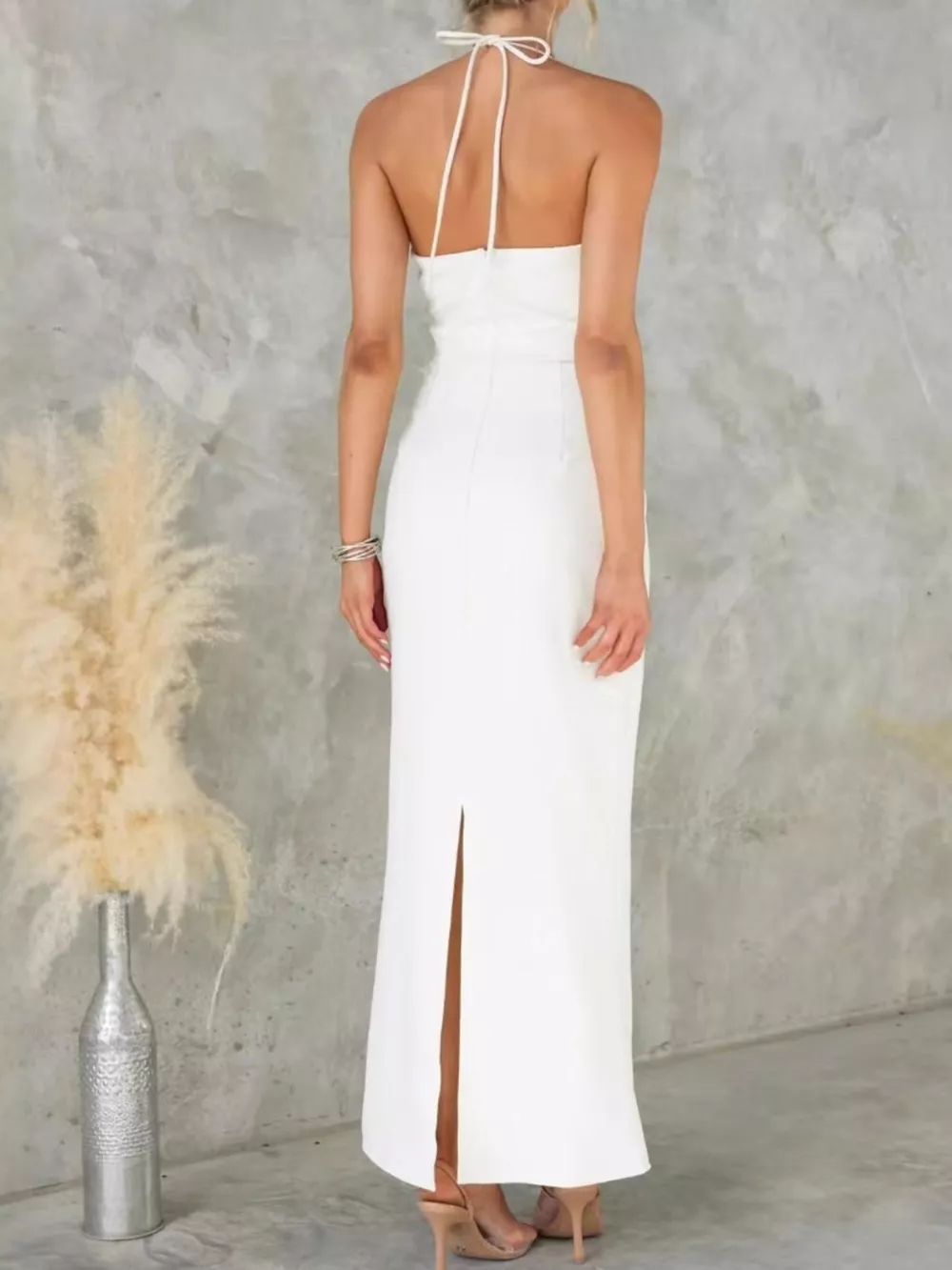 Slit Back Halter Neck Maxi Dress, image 5