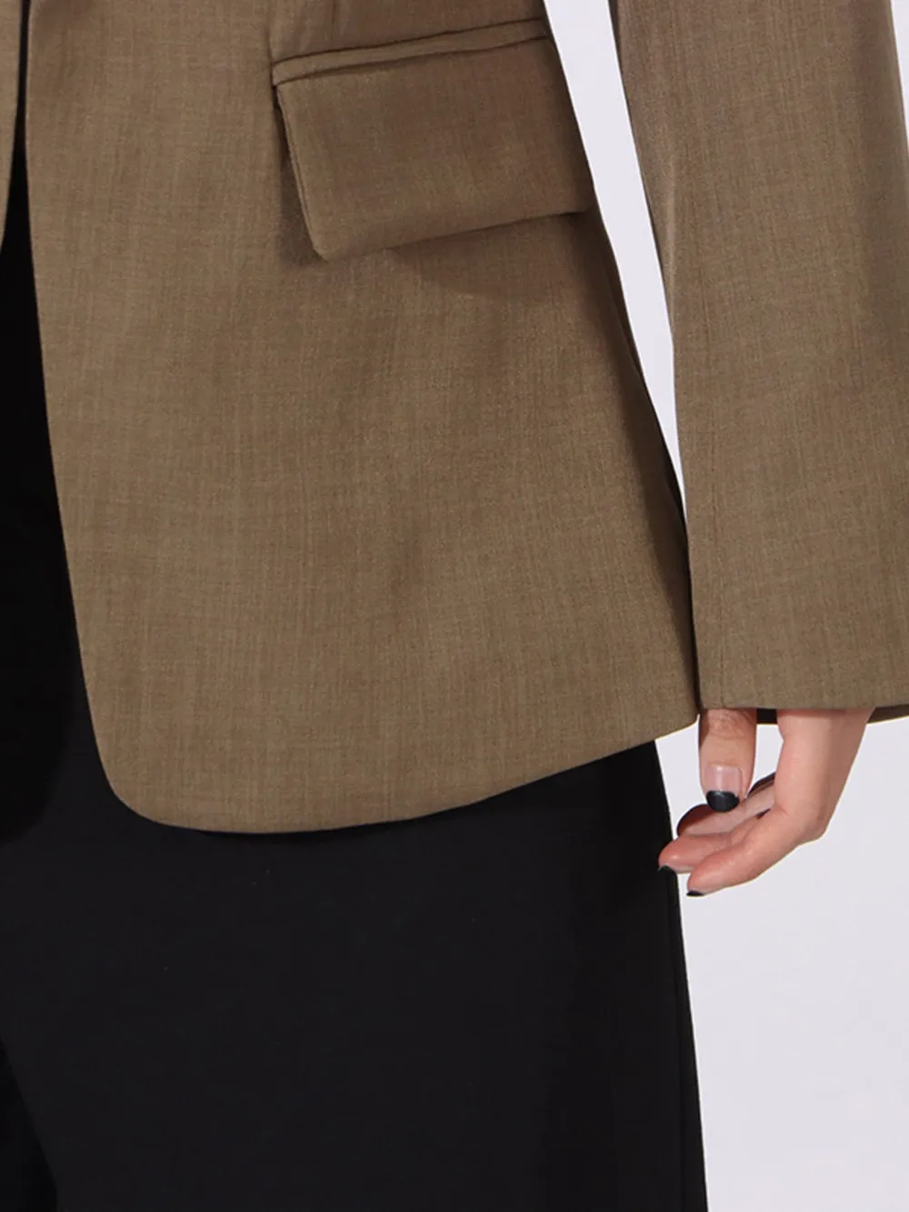 Contrast Lapel Collar Long Sleeve Blazer, image 8