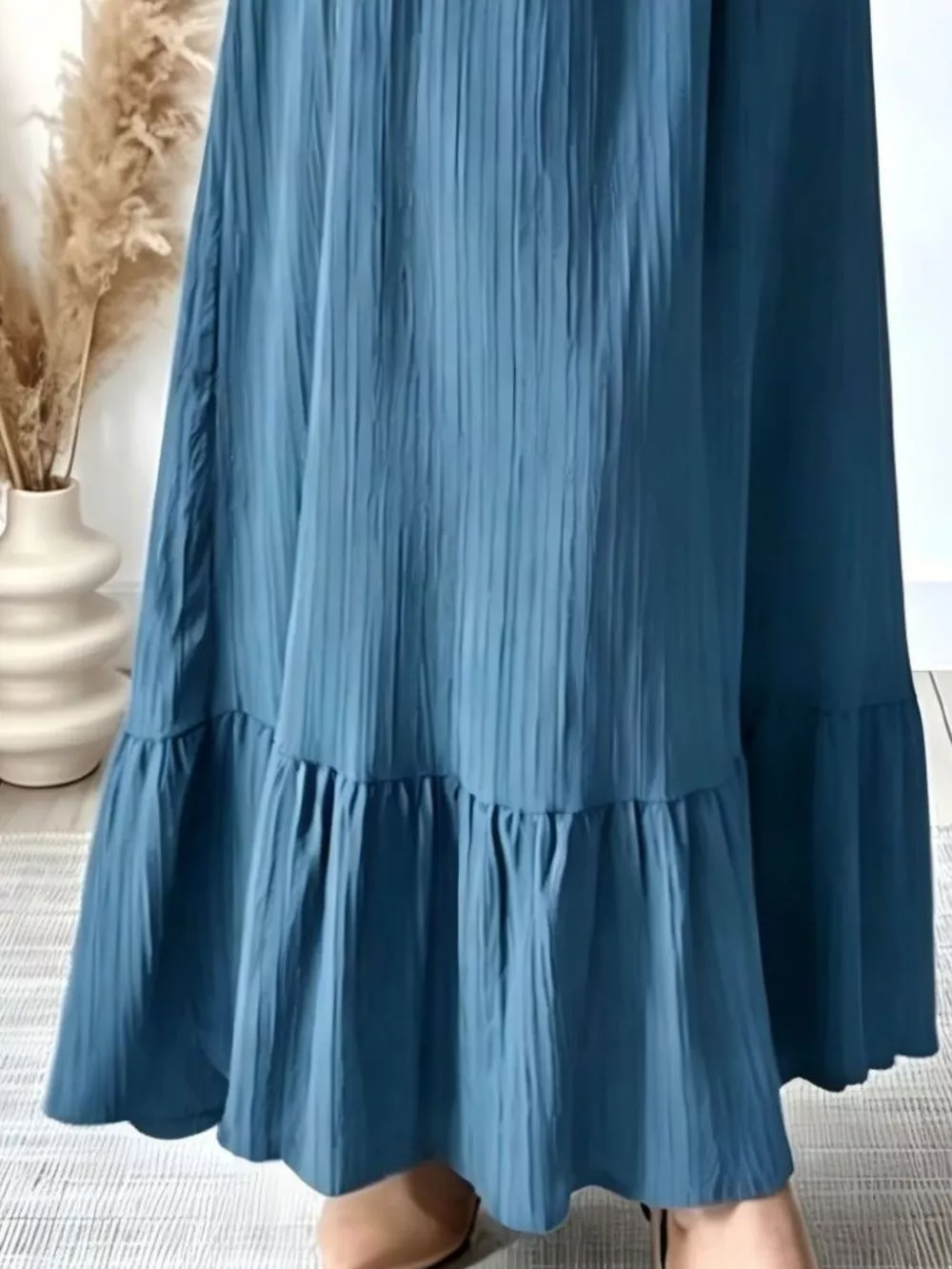 Full Size Textured Puff-Sleeve Maxi Dress Plus Size, image 2