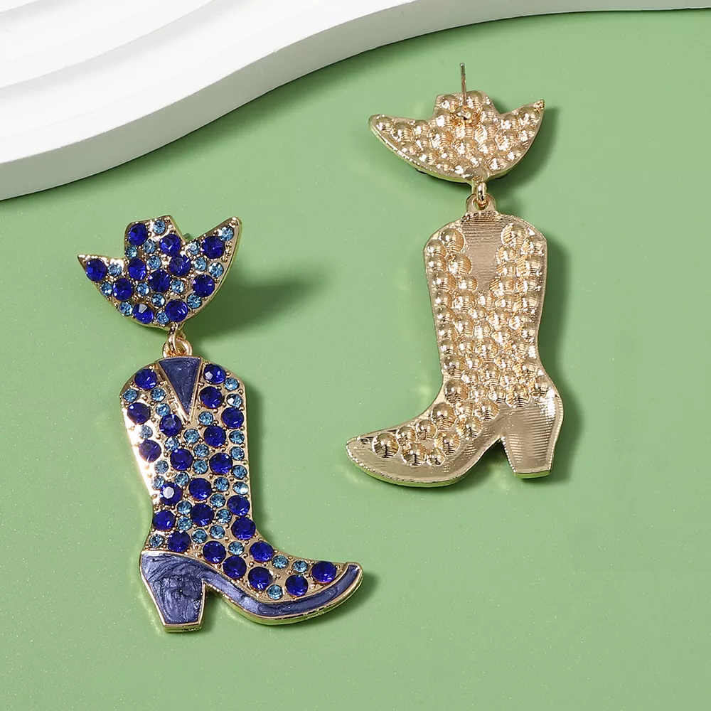 Rhinestone Cowboy Boot Dangle Earrings, image 10