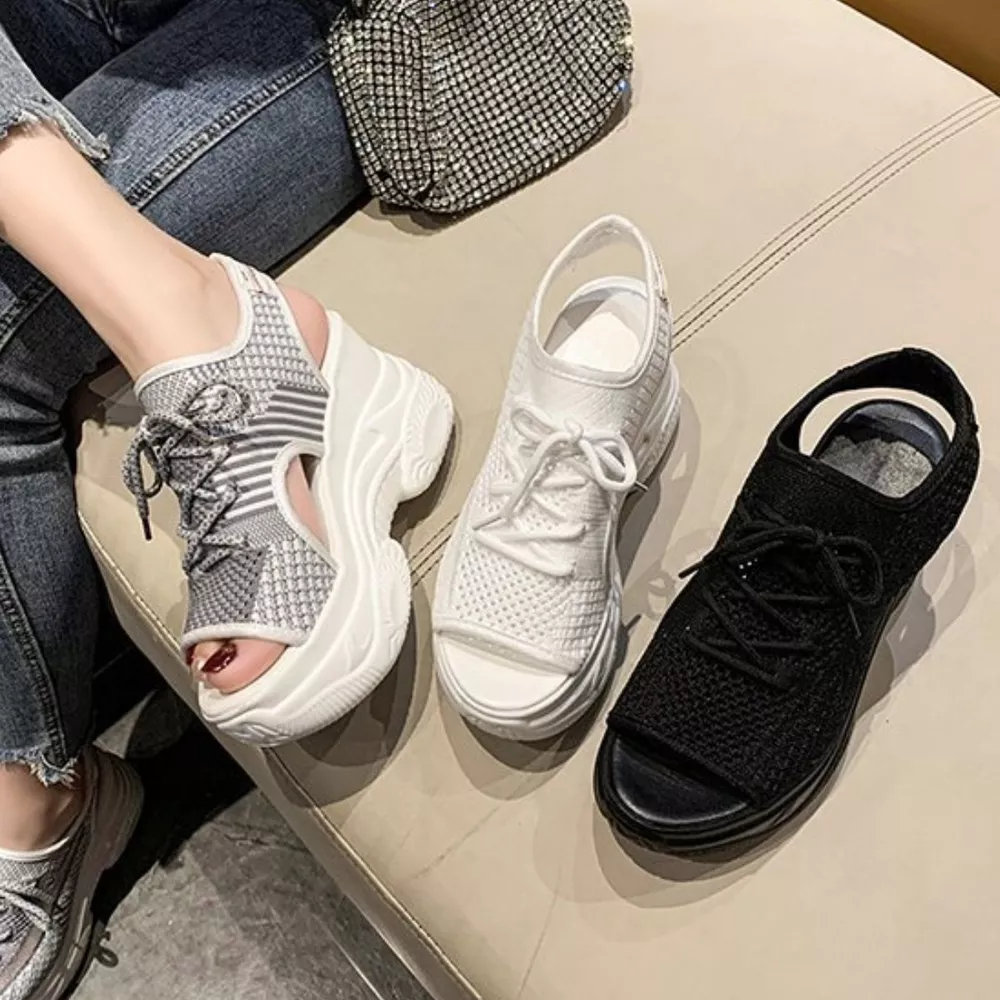 Breathable Mesh Platform Sandals, image 7