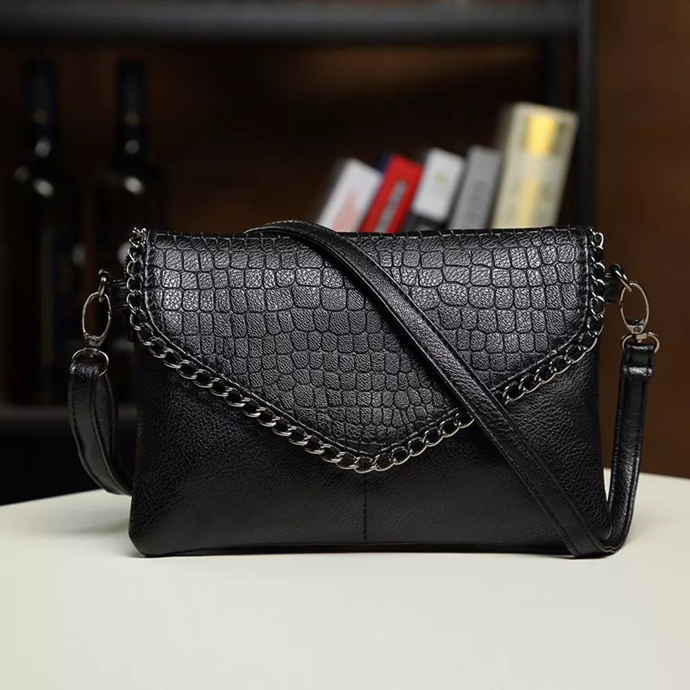 Crocodile Pattern Envelope Crossbody Bag