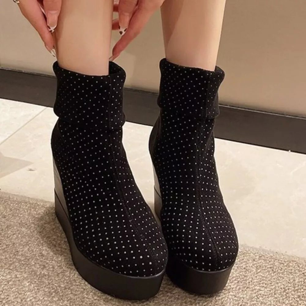 Round Toe Wedge Boots, image 4