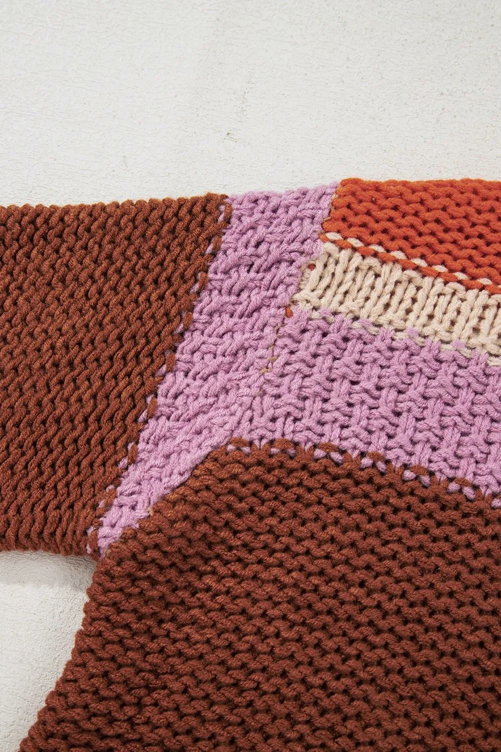 Colorblock Striped Round Neck Sweater, image 8