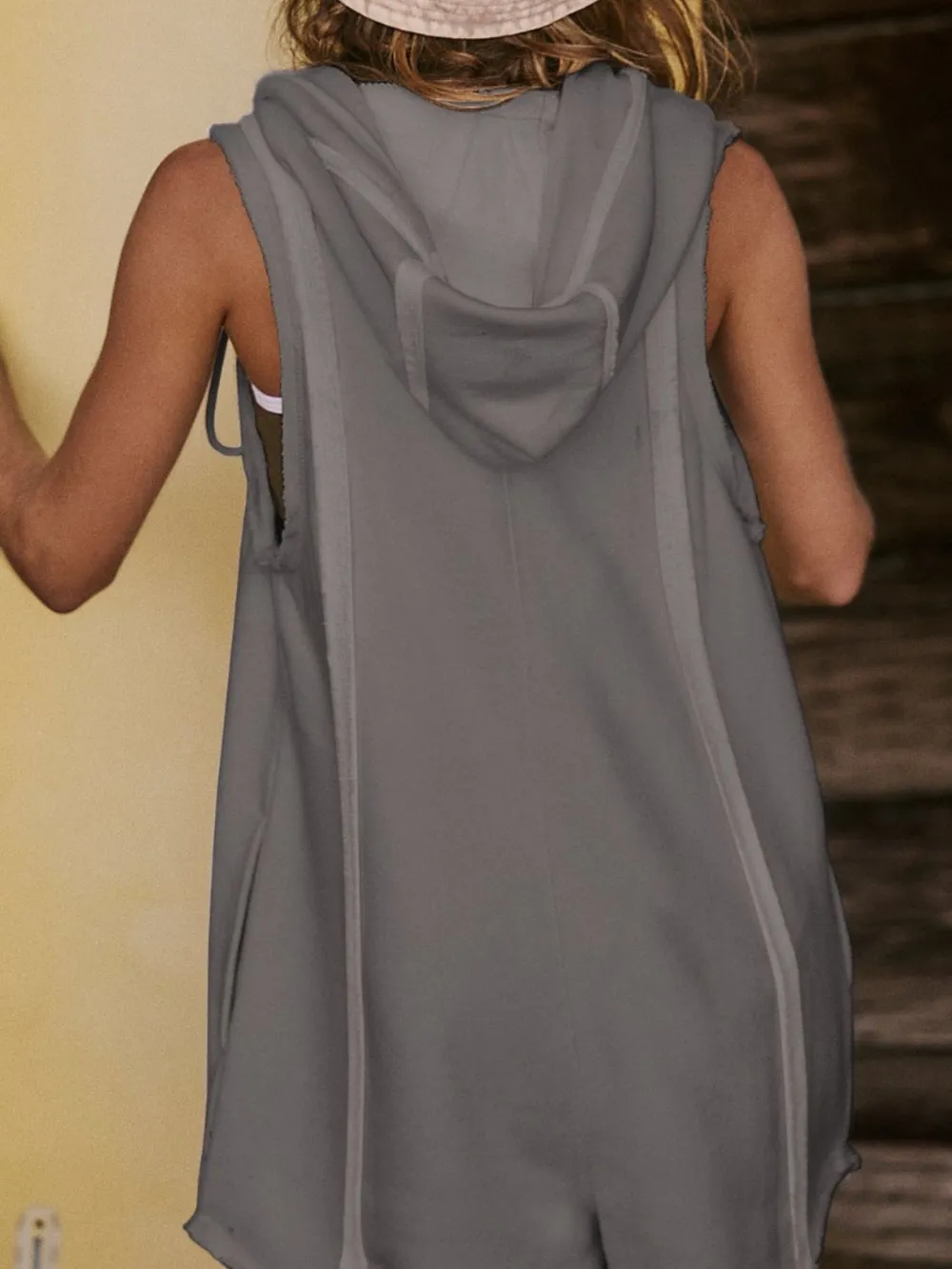 Half Zipped Hooded Sleeveless Romper, image 14