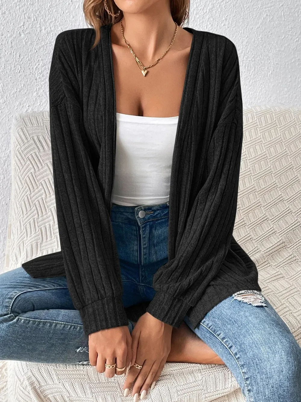 Open Front Long Sleeve Cardigan, image 3