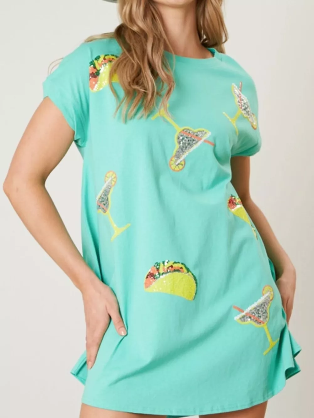 Sequin Short Sleeve Summer Tee Dress, image 11