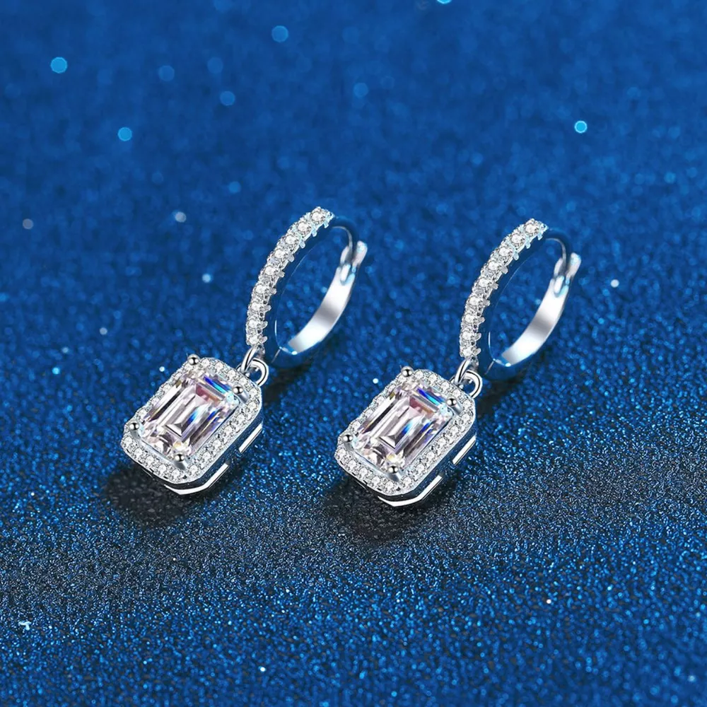 1 Carat 925 Sterling Silver Moissanite Drop Earrings, image 3