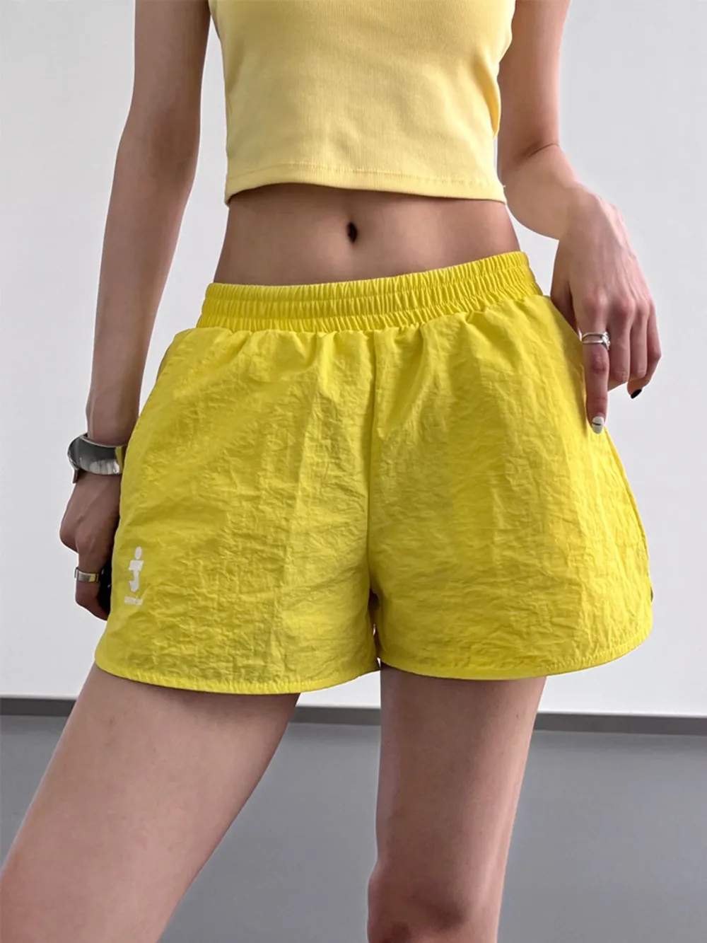 Elastic Waist Shorts with Pockets