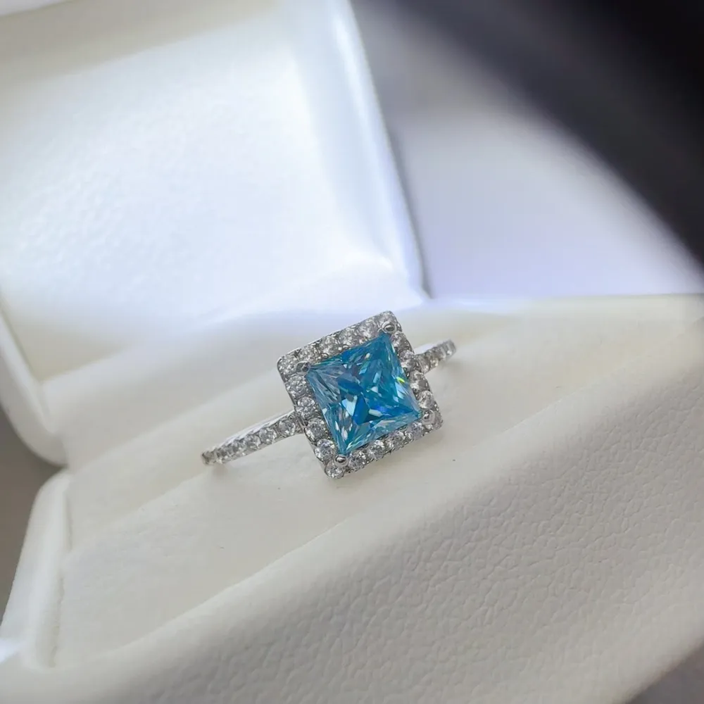 2 Carat Moissanite 925 Sterling Silver Square Shape Ring, image 5